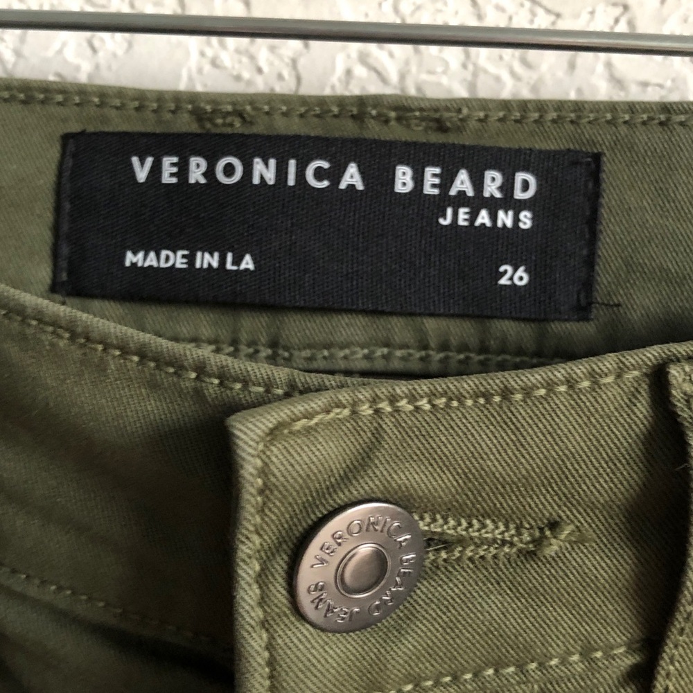 Veronica Beard Crosbie Wide Leg High Rise Pants Army Green 26 Flaw - Picture 10 of 15